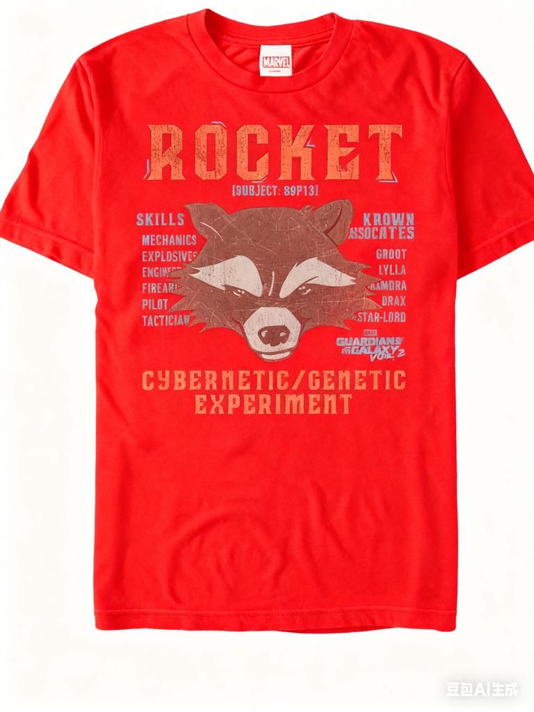 Genuine 2026 New Guardians of The Galaxy Rocket Raccoon Print Plus Size Men's Short Sleeve Loose Crew Neck T-Shirt