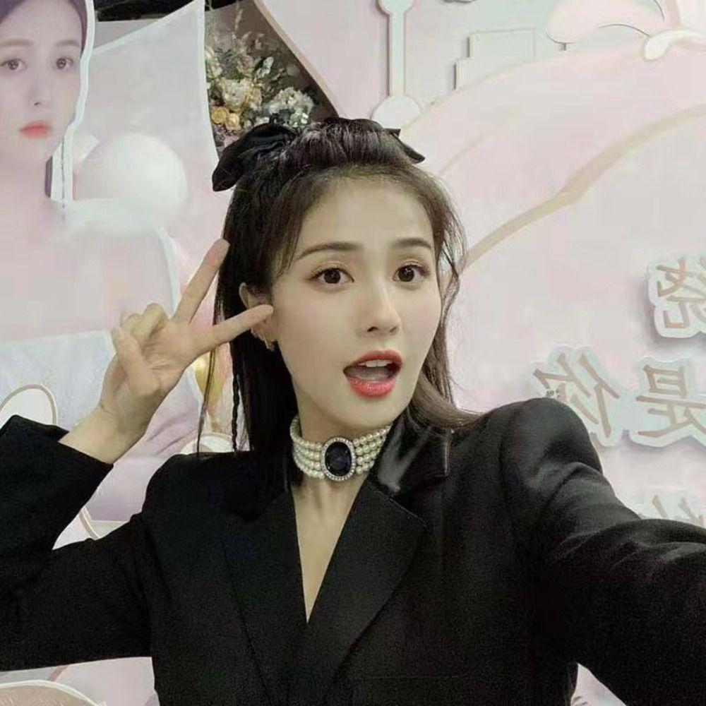 Четырехслойное ожерелье со стразами, цепочка на ключицу с синими драгоценными камнями, жемчужный воротник, чокер, свадьба