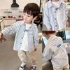 Boys Striped Long Sleeve Shirt Casual Tshirt 2024 Spring Autumn Thin Fashion Children Cotton Buttons Top