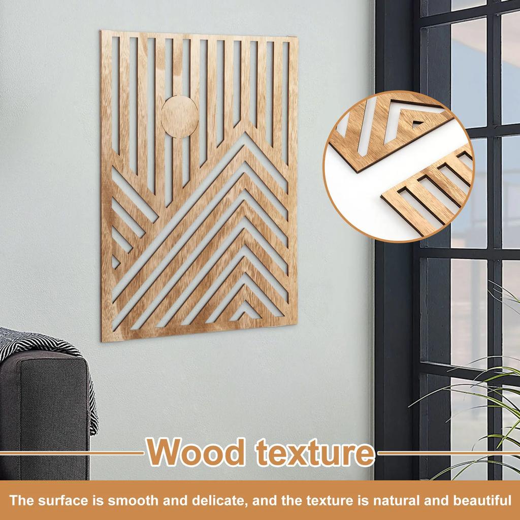 3Pcs Wood Wall Art Wood Wall Sculpture Decor Openwork Wood Wall Ornament Easy To Hang Timber Wall Artwork for Living Room