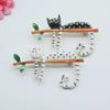 Korean Cute Polka Dot Kitten Couple Brooch - Alloy Cat Pin with Oil Drop