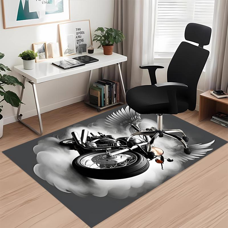 Motorcycle Printed Carpet, for Office Chair Living Room Bedroom Kitchen Room Decor Gifts.