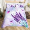Lavender King Queen Duvet Cover Purple Flower Butterfly Bedding Set Abstract Marble Floral Comforter Cover Polyester Quilt Cover