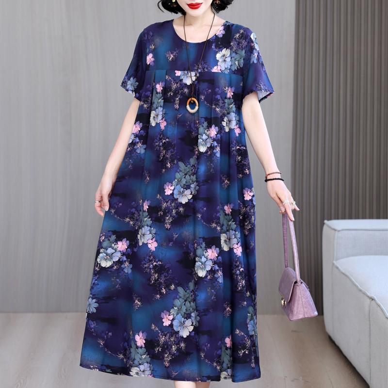 Женские свободные платья, элегантное повседневное летнее платье больших размеров с коротким рукавом, длинное платье больших размеров, женская винтажная одежда