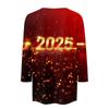 Women's Fashion Casual Three-quarter Sleeve New Year Printed Round Neck Top New Year 2025