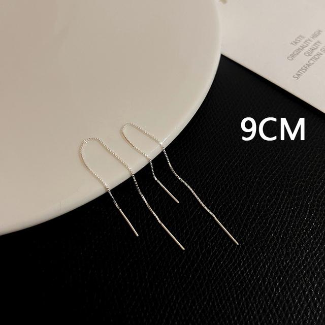 Trend S925 Silver Needle Long Earrings Wire Tassel Chain   Drop Earring Women's Ear Line Straight Hanging Earings Jewelry Gifts