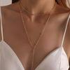 Ladies Lariat Necklace Women Y-Shaped Pendant Necklace Beaded Chain Drop Necklace