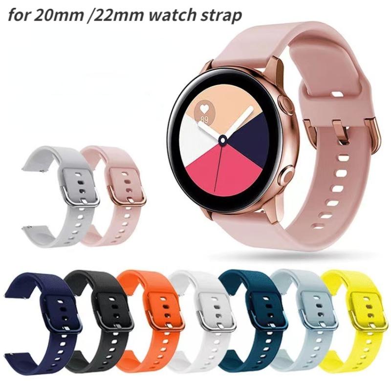 Силиконовый ремешок для Samsung Active 2/Amazfit Bip/Huawei Watch 3/GT2 Спортивный мягкий браслет для 20-мм ремешка Galaxy Watch 4
