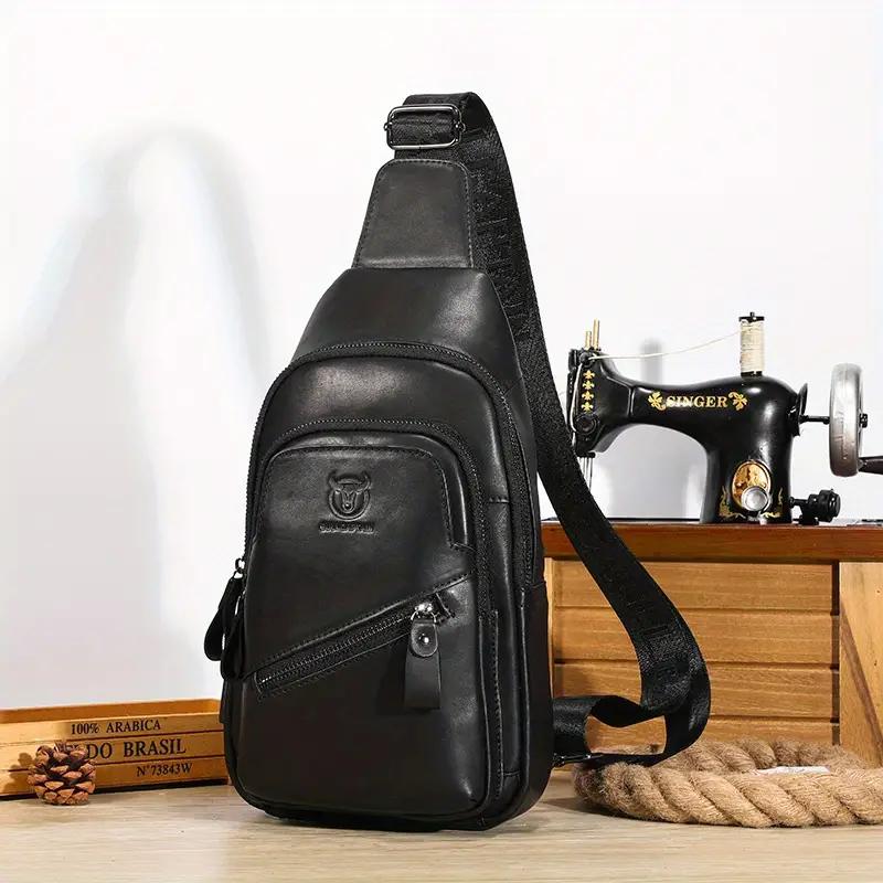 BULLCAPTAIN Мужская кожаная нагрудная сумка, многофункциональная сумка-мессенджер с USB-зарядкой большой емкости, модная повседневная сумка-мессенджер