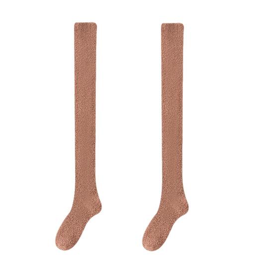 1 пара женских зимних носков Tihick Plush выше колена, нескользящие коралловые флиса однотонные теплые утолщенные чулки, теплые носки для разных случаев