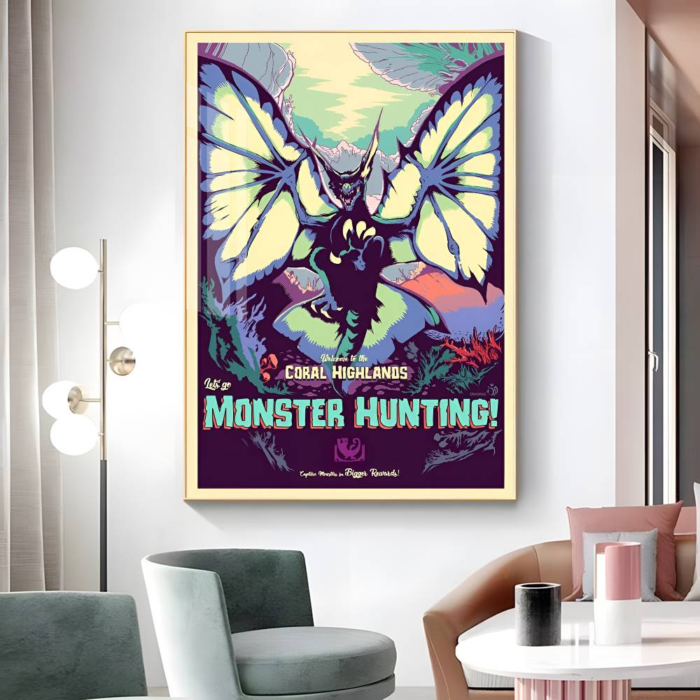 1 шт. Игровой плакат-наклейка M-Monster Hunter, водостойкая печать, настенное искусство для гостиной, спальни, домашний декор