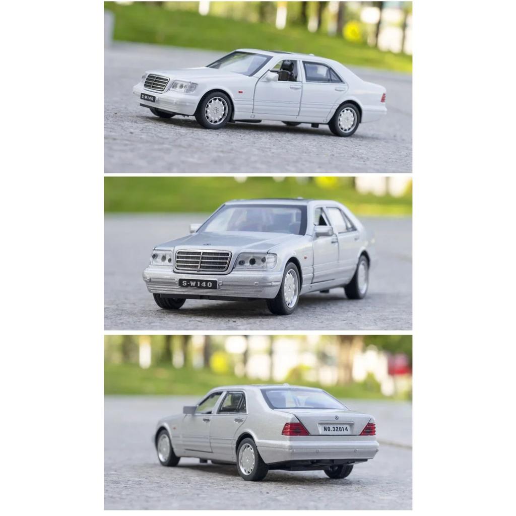 1/32 Benz S-W140 Сплав Литой Модель Автомобиля Игрушка Металлический Кузов Пластиковое Шасси Резиновая Шина с 4 Открывающимися Дверями Функция Отката Дети A88