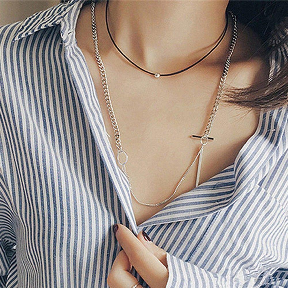 Rope Metal Velvet Pendant Little Ball Neck Leather Chain Women Short Necklace Bead Black Choker