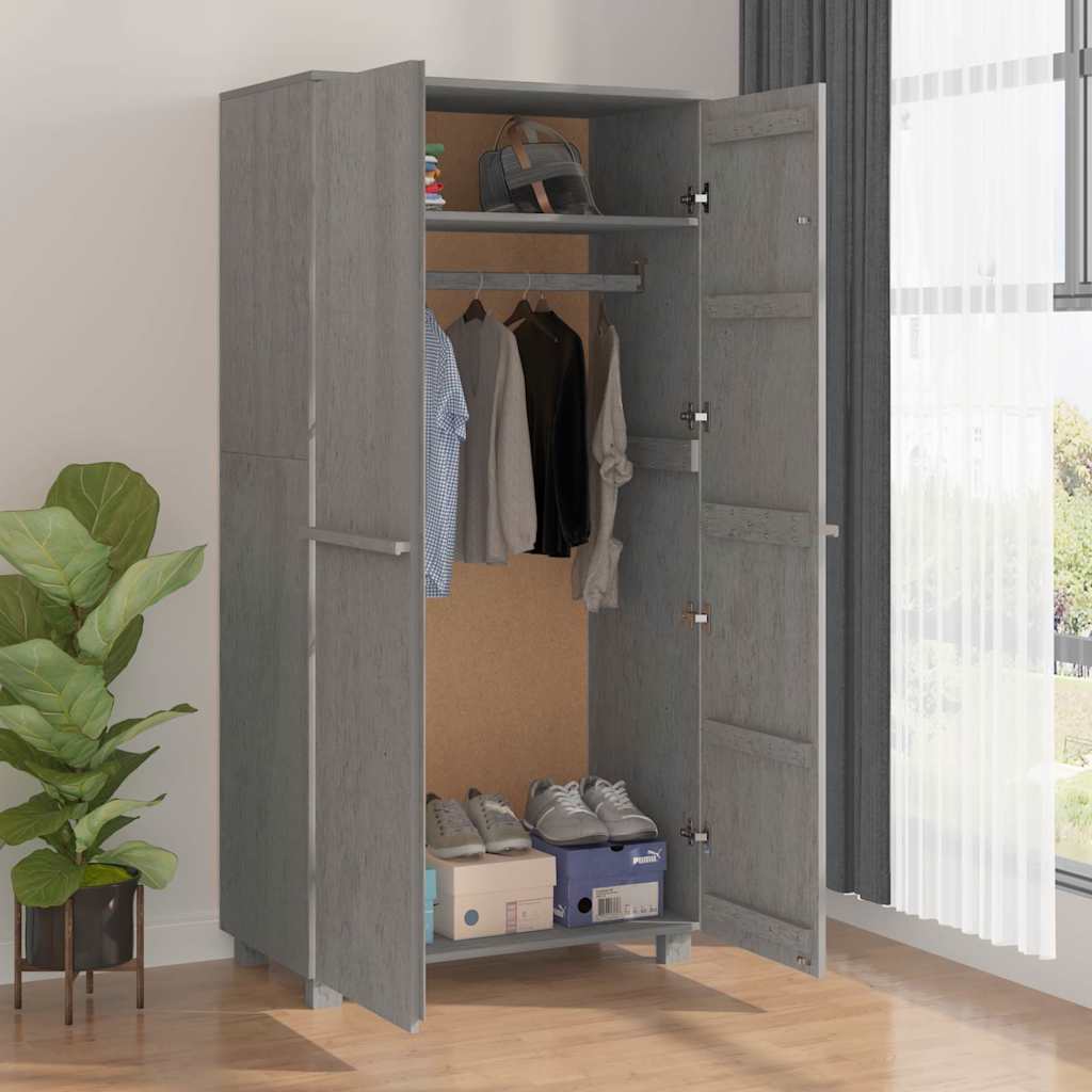 HAMAR Wardrobe Light Grey 89 x 50 x 180 cm Solid Pine Wood