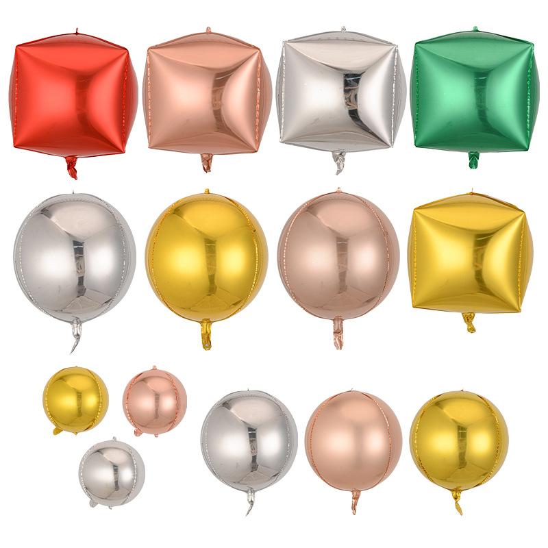 4D Aluminum Film Balloon 10 Inch 18 Inch 22 Inch Three-Dimensional Ball Square Birthday Christmas Party Gift Box Decorative Props