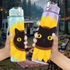 1PC Sunflower Black Cat Cute Art Print 750ml Color Plastic Sports Water Bottle Leakproof Flip Straw Lid Suitable for Sports Office Home Use
