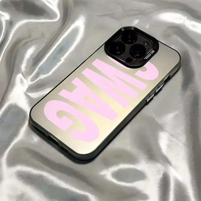 Розовые буквы SWAG Чехол для телефона для Samsung Galaxy S26 S24 S25 S23 Ultra S22 S21 S20 Plus FE A35 A54 A55 Электроокрашенная задняя крышка