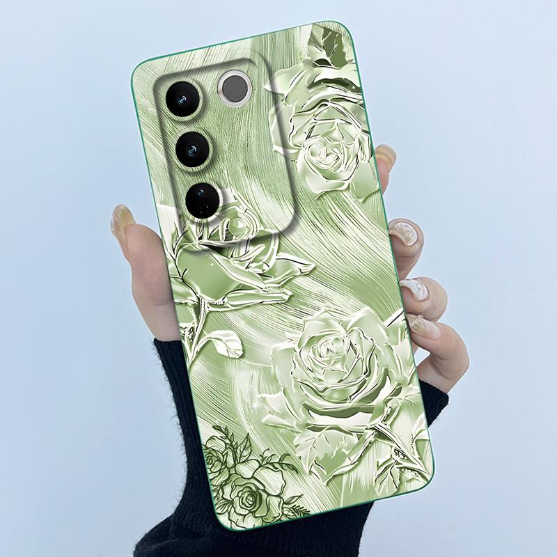Для телефона VIVO V27 V29 5G Чехол V25E LATAM V27E V29E Крышка Модный Простой Цветок Мягкий Жидкий Силикон Защитный Чехол Fundas