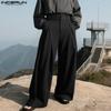 Мужские брюки на молнии с высокой талией, повседневные, с неровными слоями, широкие, с карманами