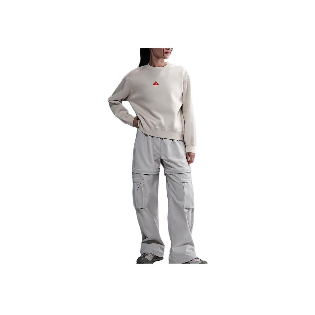 Nike Водонепроницаемая флисовая толстовка ACG Therma-Fit с круглым вырезом и длинными рукавами, женские топы Phantom-Grey-White Bright-Orange Summit-White HJ0233-030