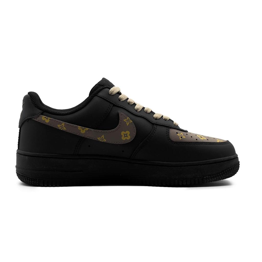 Nike Air Force 1 Luxury Design Leather Abrasion Resistant Slip Resistant Low top Skateboard Shoes Men's Black Brown CW2288-001(Team430-)