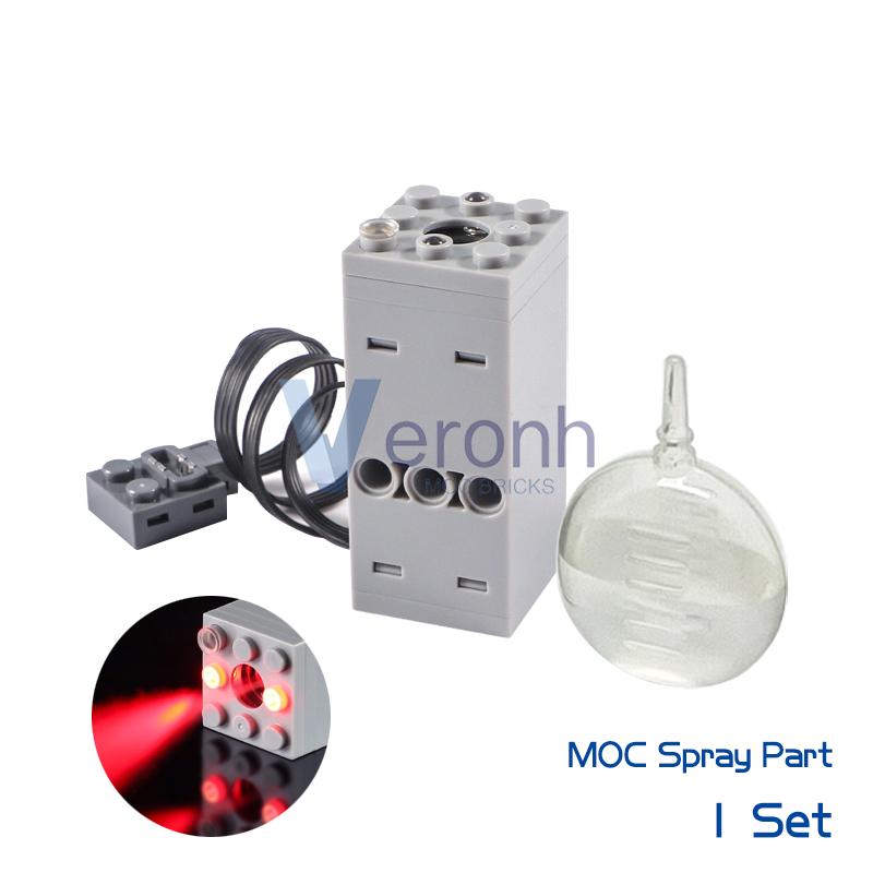 Технический спрей Выхлоп Красный свет Модифицированный блок Совместимый MOC Суперкар Поезд Замок Военная серия Кирпичи Игрушки