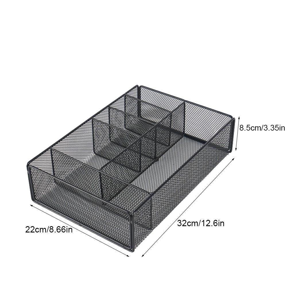 Iron Metal Desk Organizer Hollow Mesh Office Storage Basket Stationery Storage Box  Desktop Use