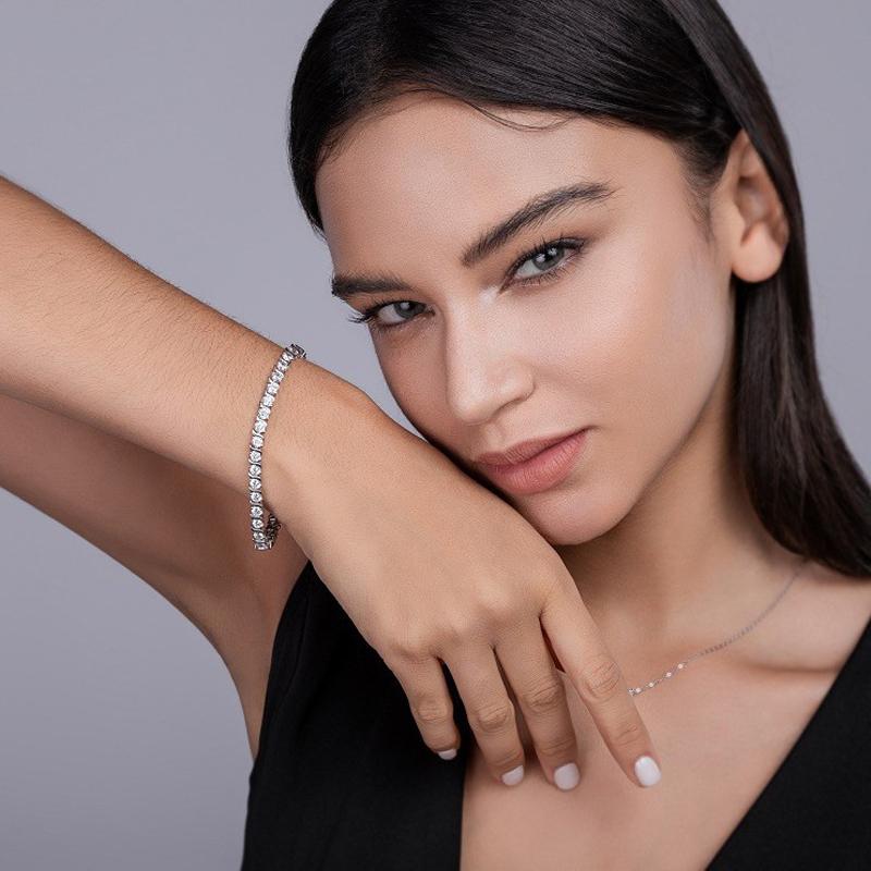 Новые Роскошные Браслеты-Браслеты с Муассанитом 14K Позолота 3,0 мм Муассанит Полностью Алмазный Узор Волна Теннисный Браслет для Женщин Мужчин