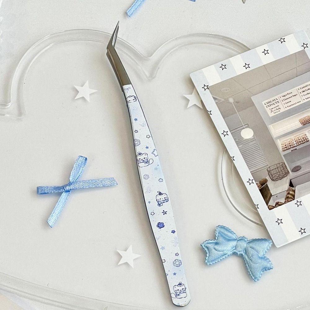 Милый Кот Печать Журнал Скрапбукинг Пинцет Изогнутый Кончик Нержавеющая Сталь Ремесленный Пинцет Изогнутый Кончик Пинцет