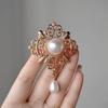 Year Retro Court Gorgeous Hollow Pattern Big Pearl Clothing Badge Accessories Brooch Direct Supply