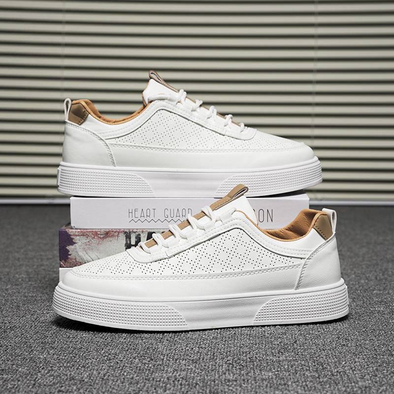 White Shoes Summer Casual Breathable Men's Anti Slip Trend Thick Soled Board Shoes Fashionable Sports Men's Shoes