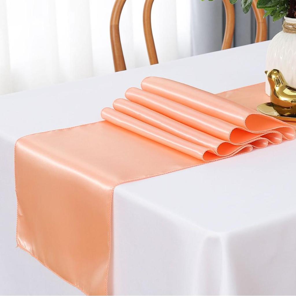 Скатерть-дорожка из сатина высокой плотности для свадеб и банкетов - Однотонная полиэстеровая декорация для стола