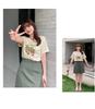 Plus Size Tulip Print Short Sleeve Loose Round Neck T-shirt for Women