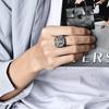 Men's Vintage Cross Titanium Steel Ring Bully Niche Design Stone Pattern Skull Jewellery Gold Rapper Wear Finger Ring