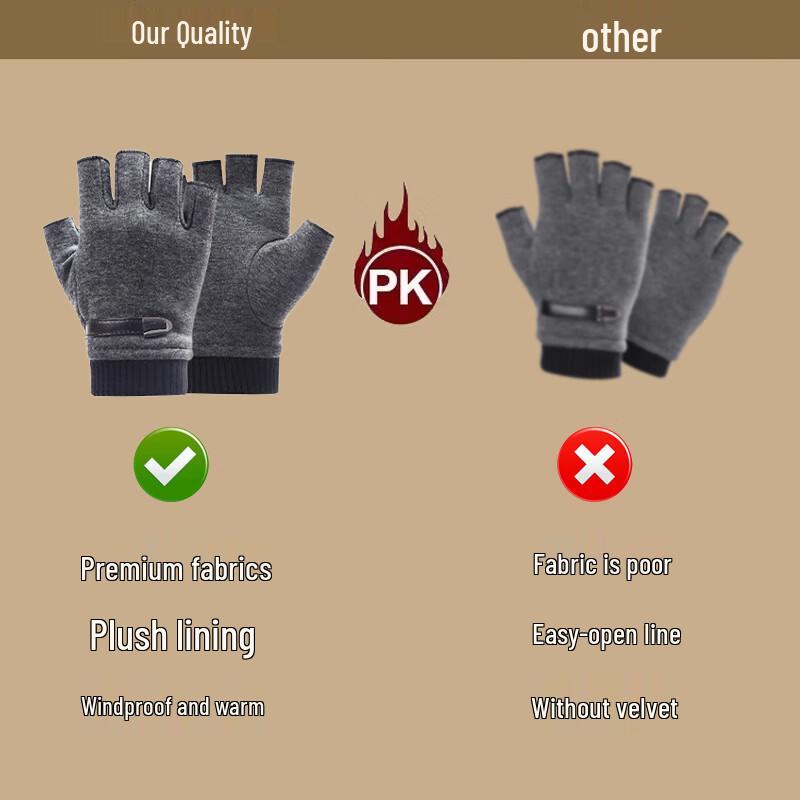 GRGN Winter Warm Half-Finger Gloves