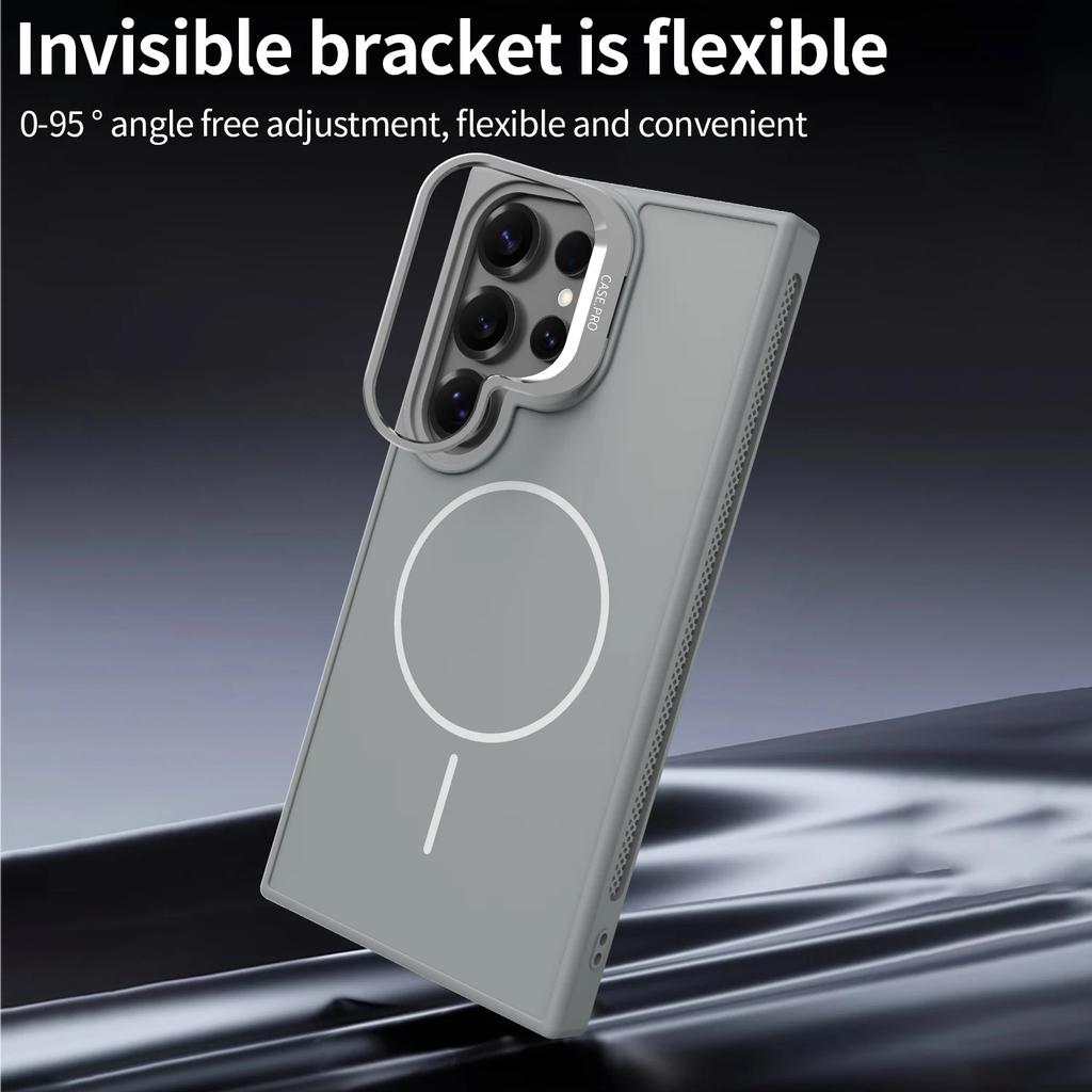 Invisible Bracket Cooling Function Case for Samsung Galaxy S25 S24 Ultra with MagSafe Wireless Charging Drop Protection Cover