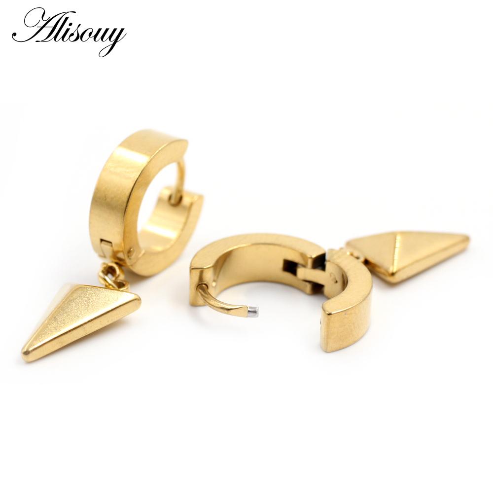 Alisouy 2 шт. серьги-гвоздики Huggie Hoop из нержавеющей стали для женщин и мужчин, треугольные серьги-подвески в стиле панк-хип-хоп, готические серьги