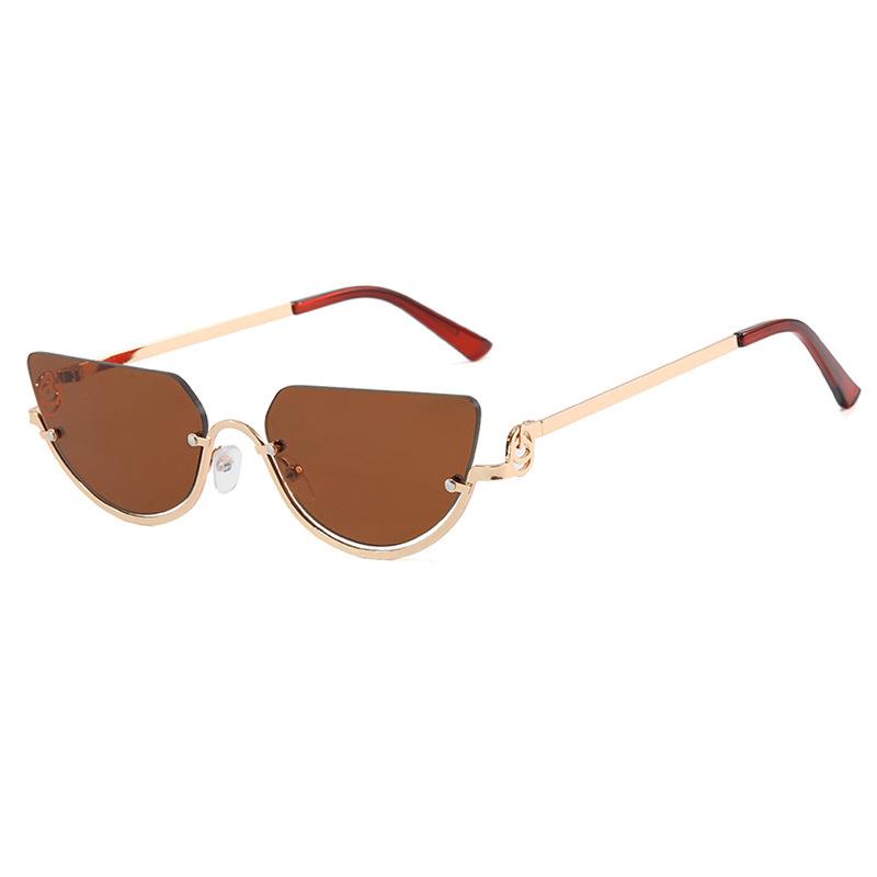 Women Semi-Rimless Sunglasses Luxury Small Size Gradient Sun Glasses Ladies Popular Sunscreen