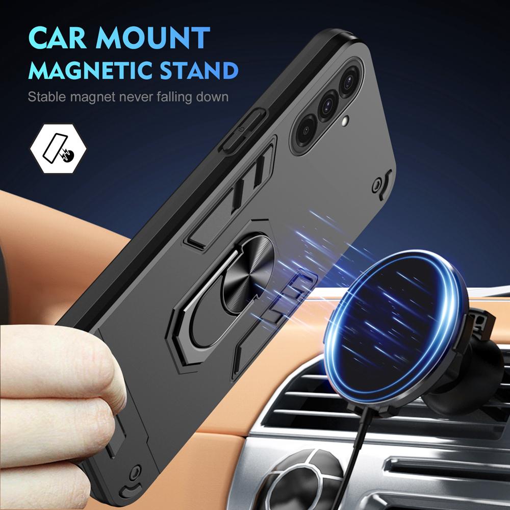 KEYSION Shockproof Armor Case for Samsung A56 5G A36 A26 Soft Silicone+PC Ring Stand Phone Back Cover for Galaxy A16 A26 A36 A56
