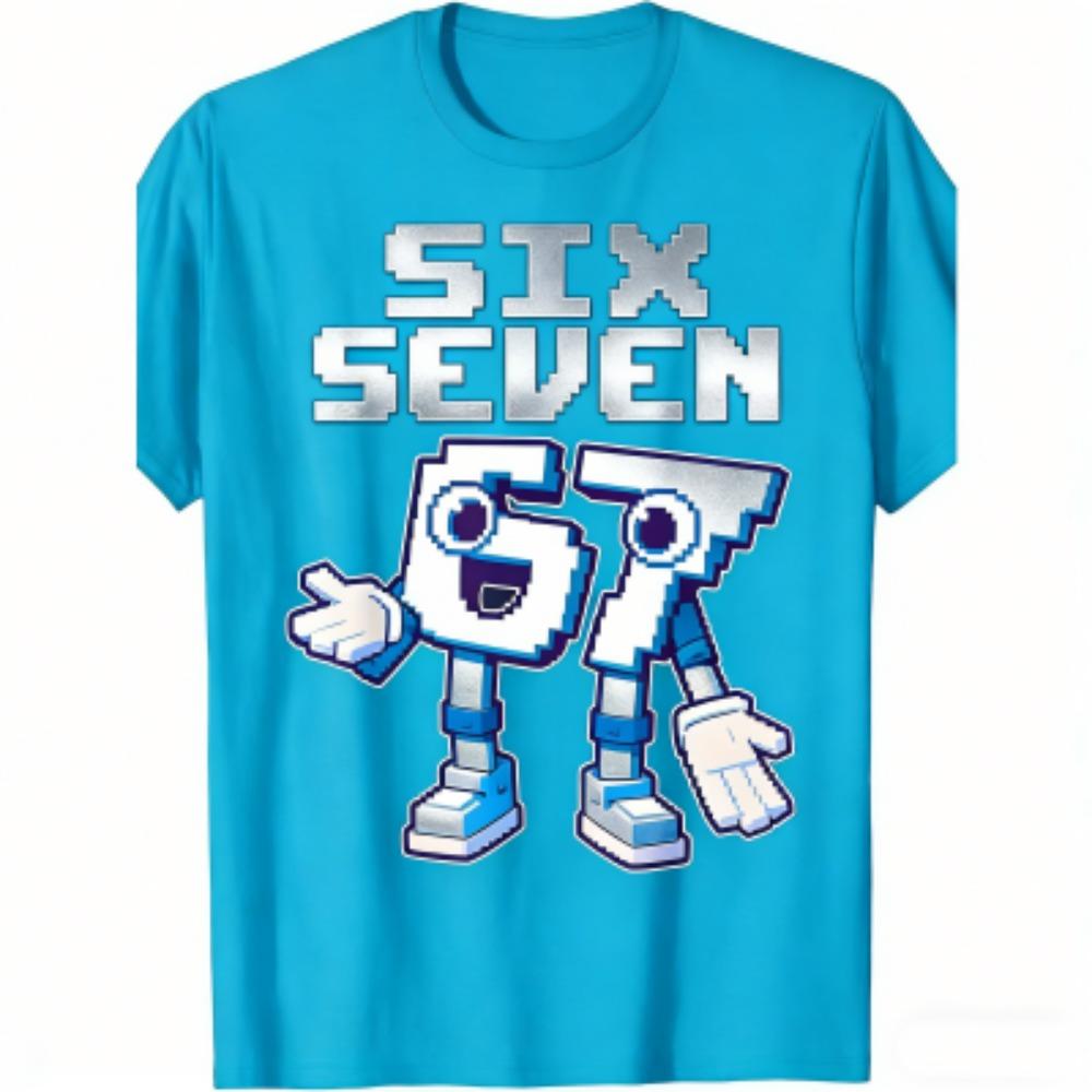 Summer Fashion Cartoon 67 Print Men's T-Shirts Summer Street Short-Sleeve Outdoor Casual Clothing for Men's and Women's Tees Top