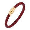 Fashion Men Women Red Leather Bracelet Charm Stainless Steel Button Neutral Accessories Female Bracelets Bangles