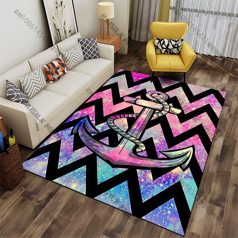 Anchor chevron pattern vibrant colors carpet Yoga living room room decor children's crawling mat doormat area rug