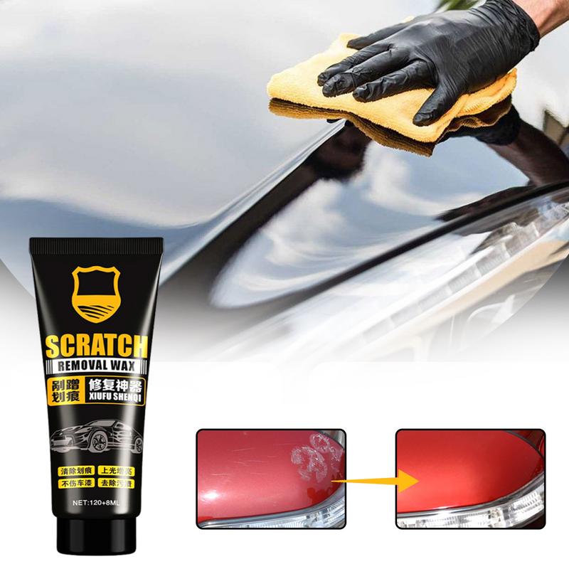 Воск для удаления царапин с автомобиля Воск для удаления царапин с краски Полировальная паста В комплекте губка и полотенце Защита от солнца Автомобильный 120+8мл
