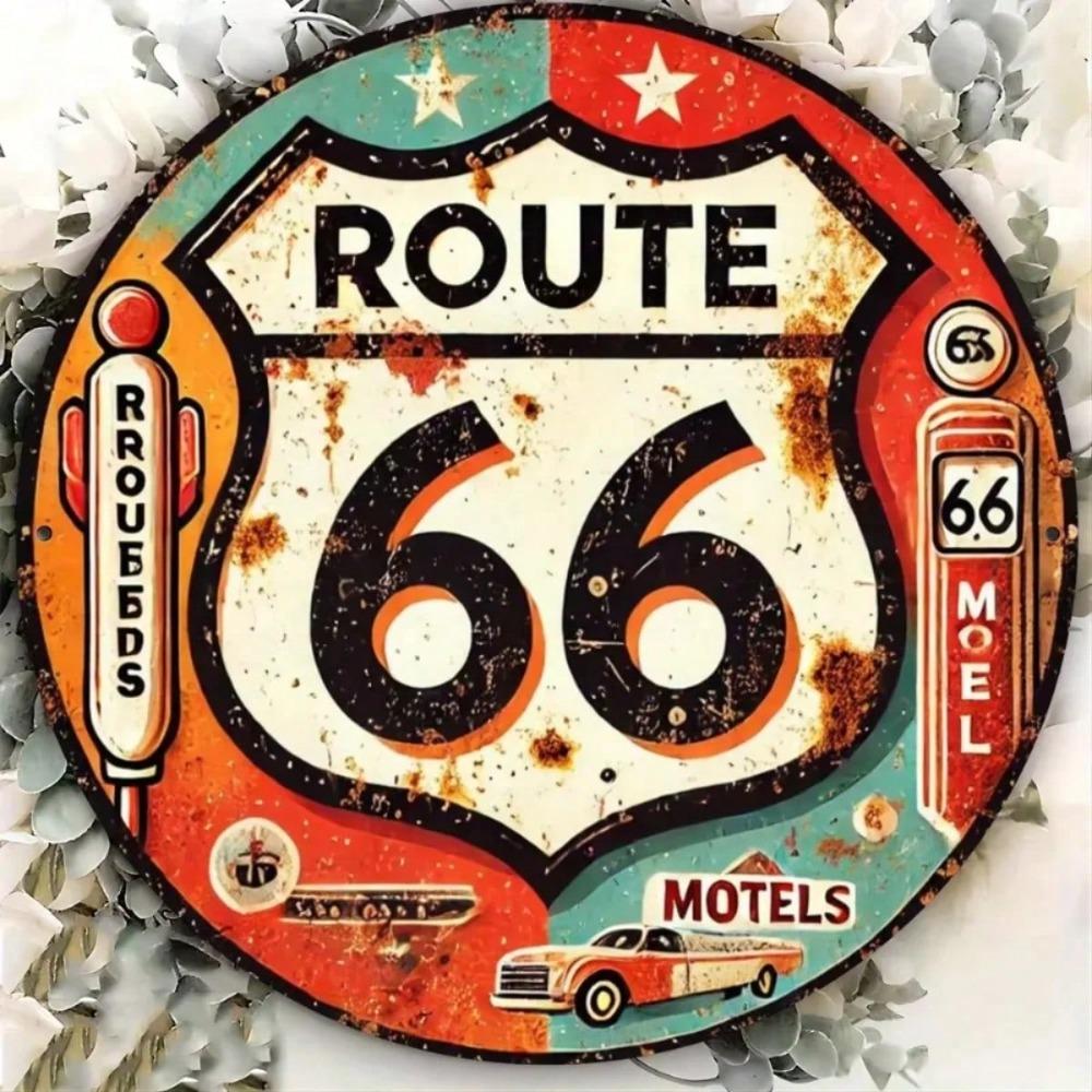 Винтажная металлическая табличка Route 66, Настенный декор для гостиной