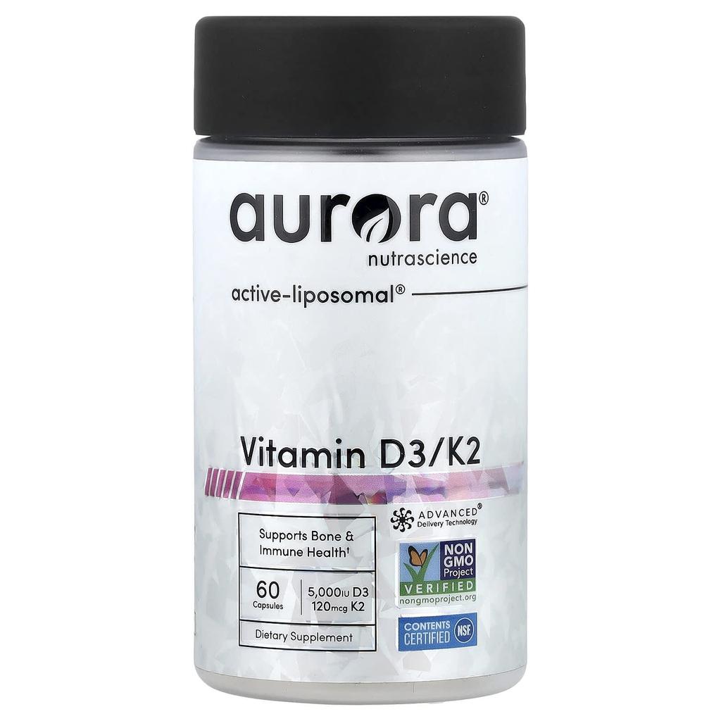 Aurora Nutrascience, Vitamin D3/K2, 60 Capsules