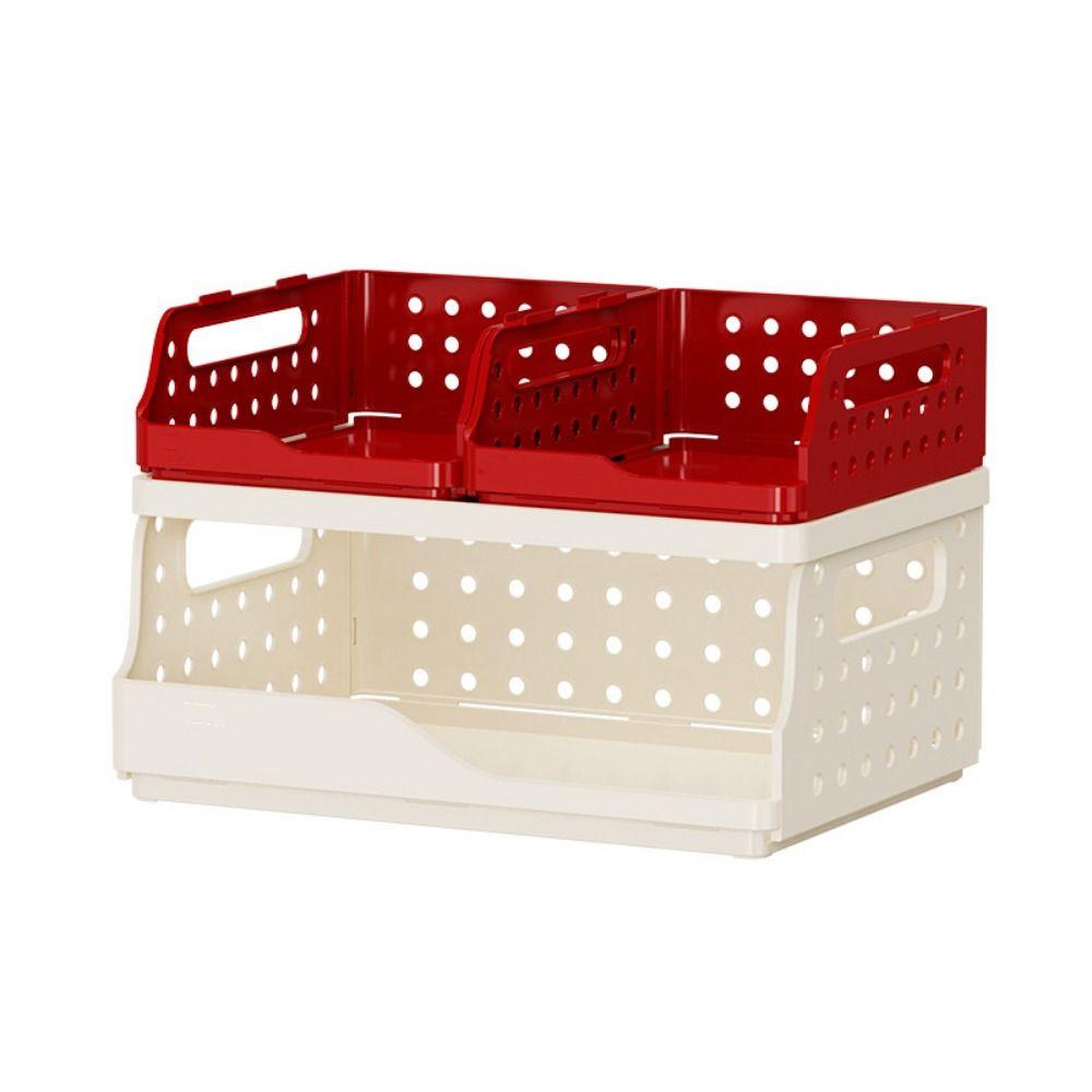 Plastic Storage Box Perforated Board Desktop Bookshelf Toy Container Foldable Storage Baskets  Home
