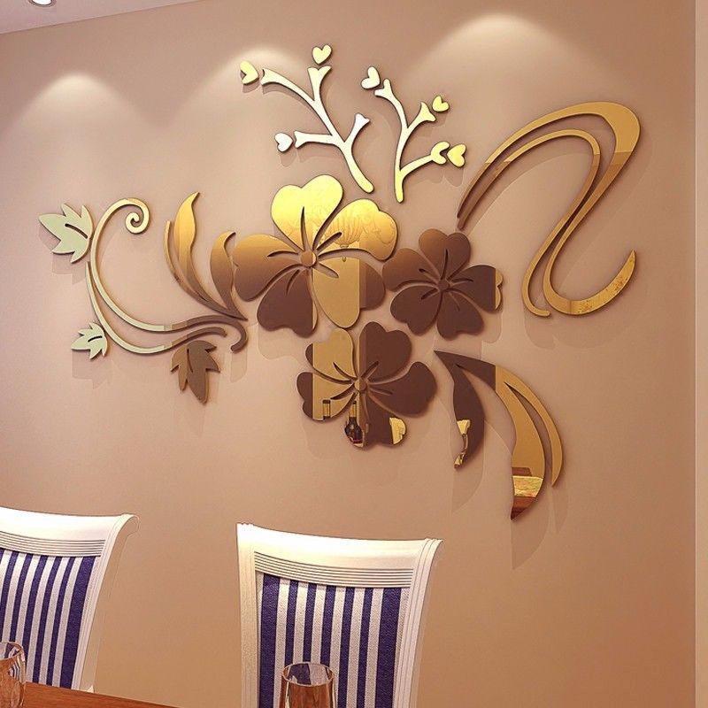 Exquisite Removable 3d Mirror Flower Art Wall Sticker For Stunning Home Decoration