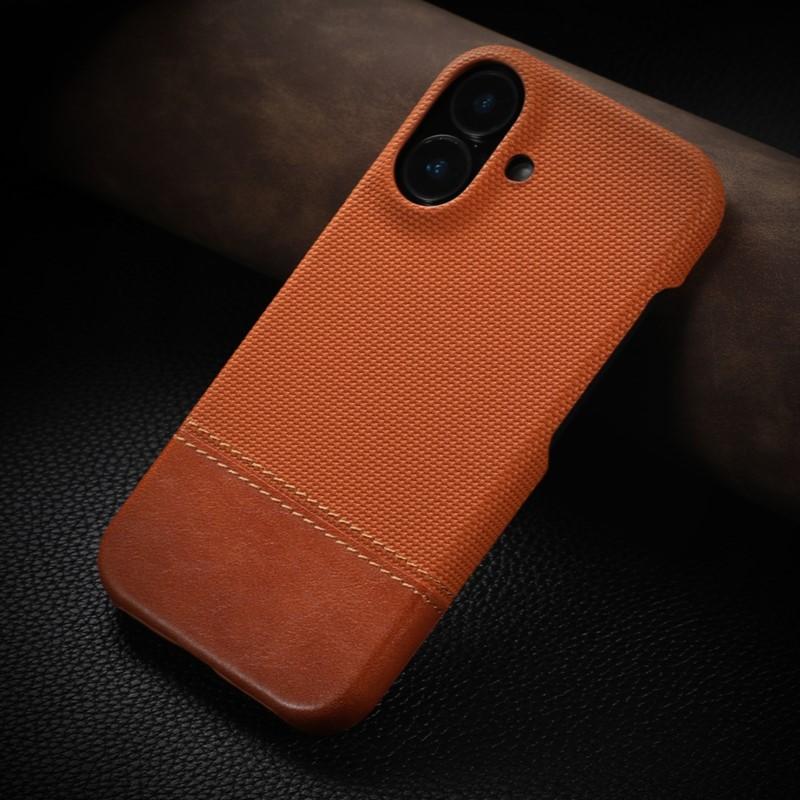 Деловой Кожаный Пришивной Чехол из Нейлоновой Ткани Для Для Iphone 17 Air 16 1 14 13 12 Pro Max Plus Безрамочный Охлаждающий ПК Ударопрочный Чехол