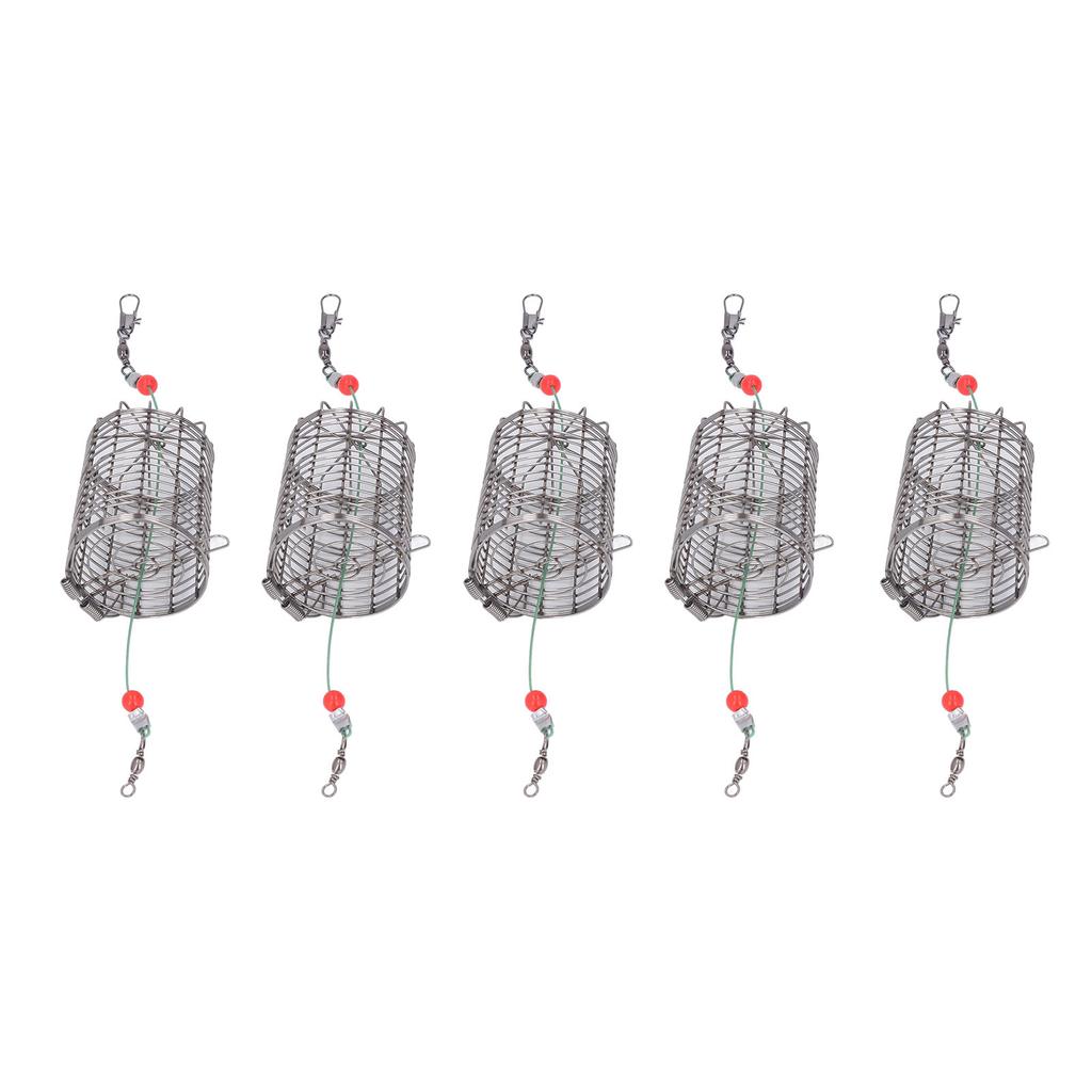 5Pcs Fishing Bait Cages Lure Cage Stainless Steel Fishing Trap Basket Feeder Holder M