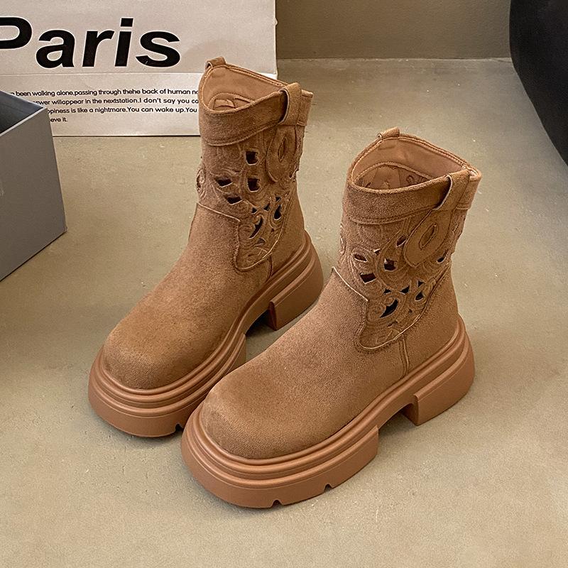 Новые ретро горячие девушки вестерн ковбой короткие сапоги полые дышащие высокие ботинки Martin